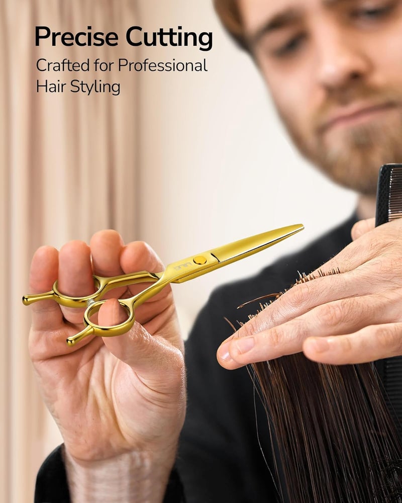 ULG Professional Hair Cutting Scissors 6.5 Inch – Sharp Barber Shears, Stainless Steel Symmetrical Salon Haircut Scissors for Women, Men, Kids, Gloss Paint Finish, Golden - Image 4